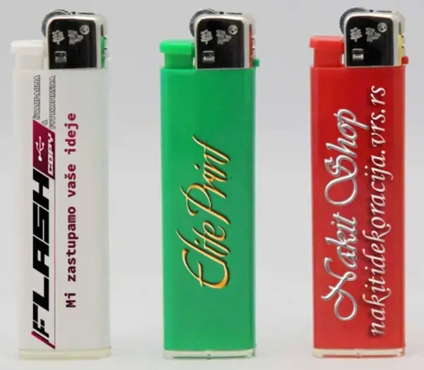 Profesionalna štampa na upaljačima sa logotipom firme - Grafika NSB