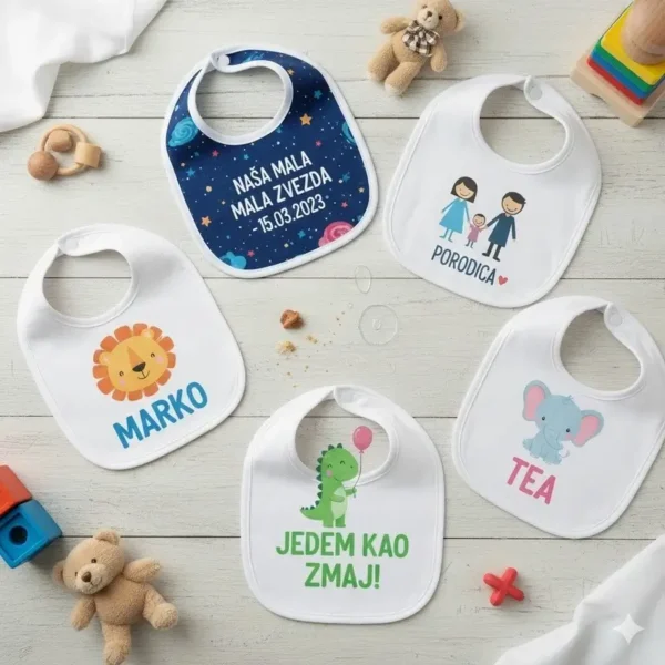 Personalizovani poklon za bebe: bebi portikle DTF štampa sa imenom.